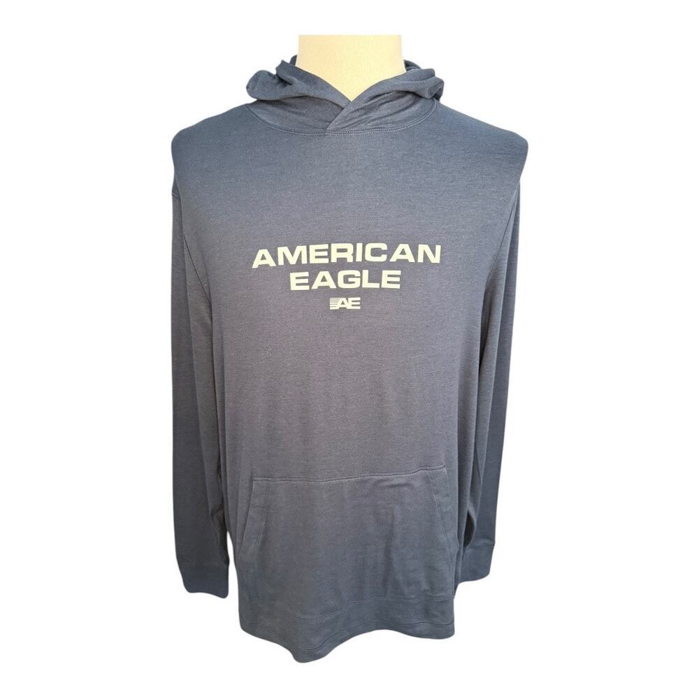 American Eagle Men's Blue Pullover Hoodie Size Medium Casual Sweatshirt NWOT